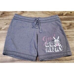 It's Happy Bunny Vintage Junior's Women's Large Shorts Just Go Away Gray Comfort